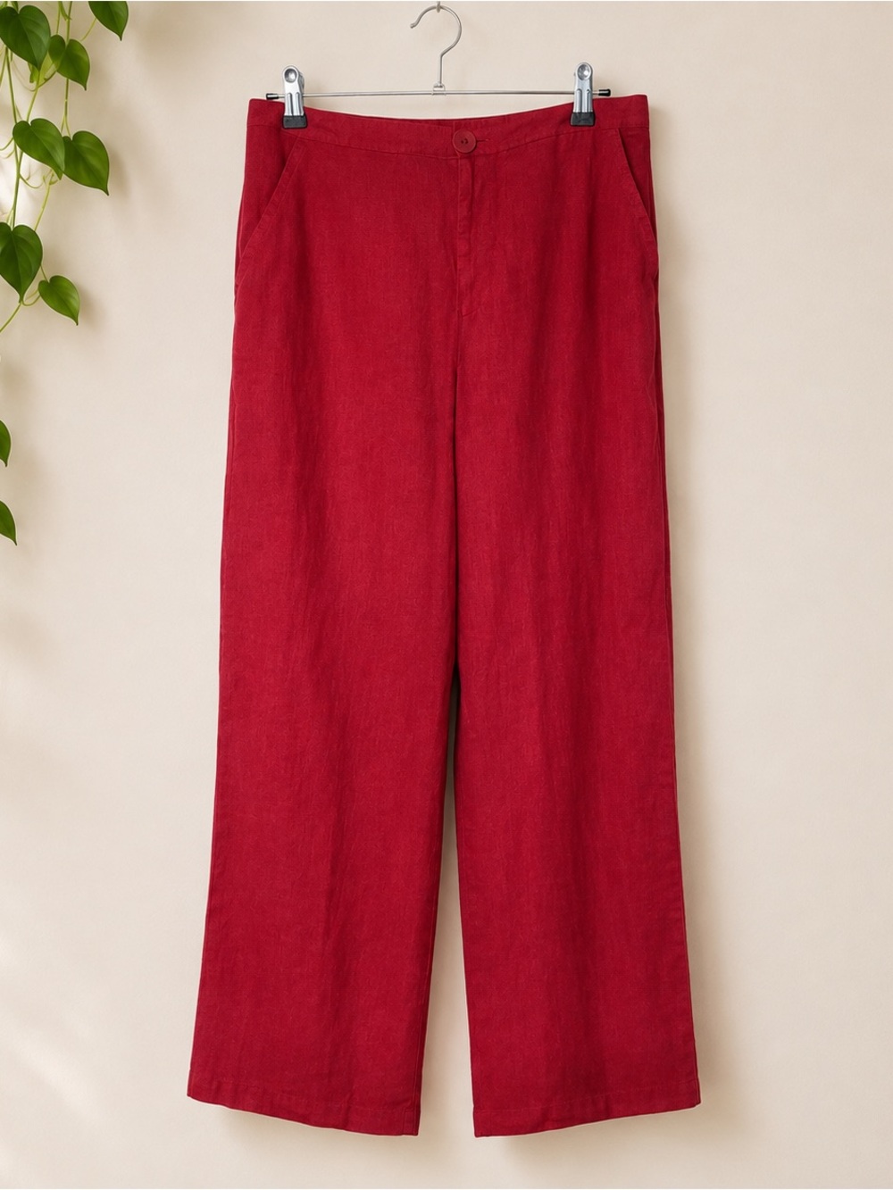 Flax 100% Linen Red Pants - Small